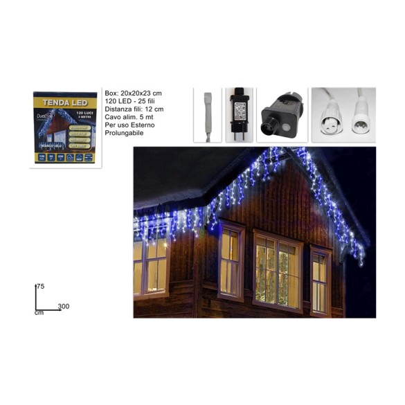 Tenda Led 120Luci 3mt Assortita DUE ESSE CHRISTMAS