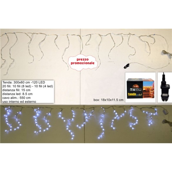 Tenda Led 120Luci 3mt Assortita DUE ESSE CHRISTMAS