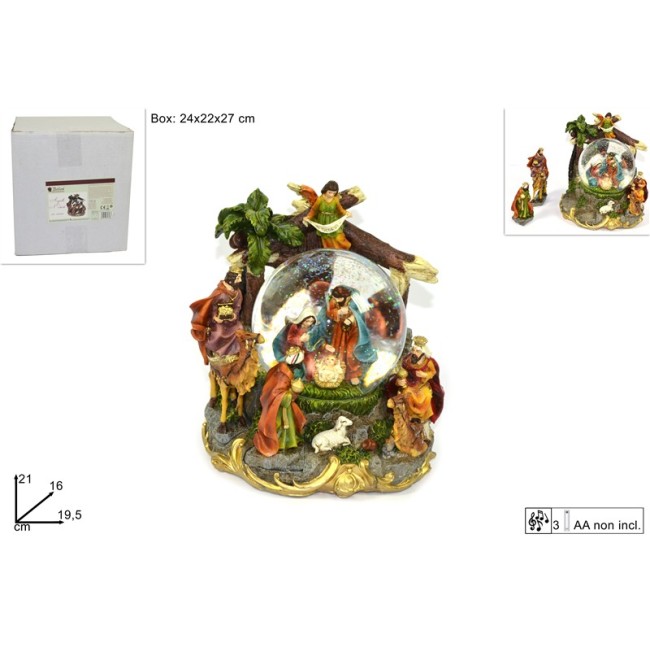 Ampolla con Natività 21 cm con Musica...