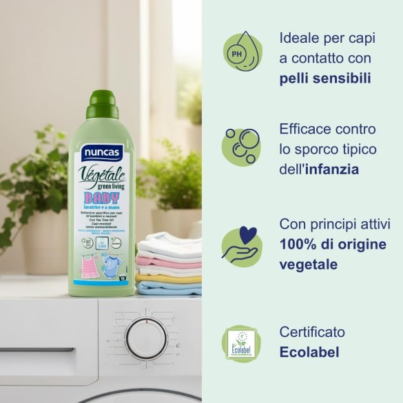Detergente Vegetale  Specifico Baby Indumenti bambini e neonati - 750ml Nuncas