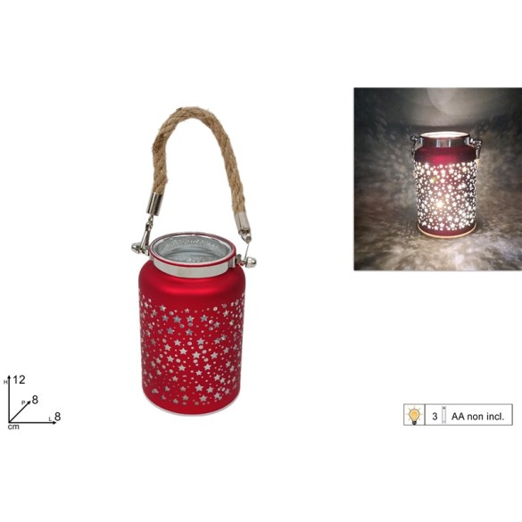 Lampada in Vetro con Decori e Luci 12 cm Colori Assortiti DUE ESSE CHRISTMAS