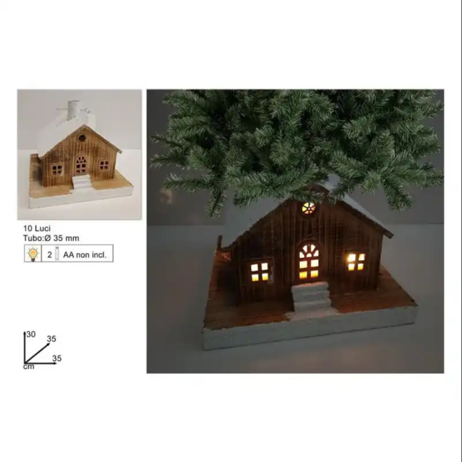 Casa Base Albero con Luci 35 cm DUE...