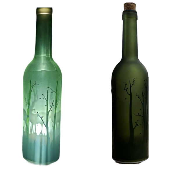 Bottiglia in Vetro 30cm c/Luce e Scenario Assortito DUE ESSE CHRISTMAS