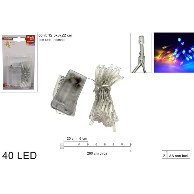 40 Luci Led a Batteria Multicolor DUE...
