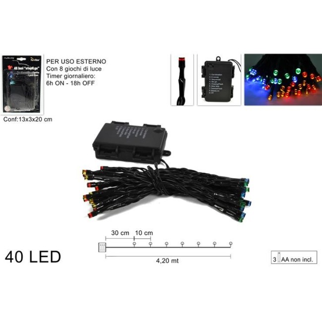 Catena Luminosa 40 LED Multicolore –...