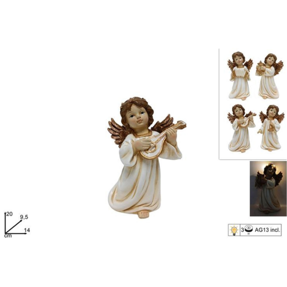 Angioletto 20cm con Luce a Batteria Assortito DUE ESSE CHRISTMAS