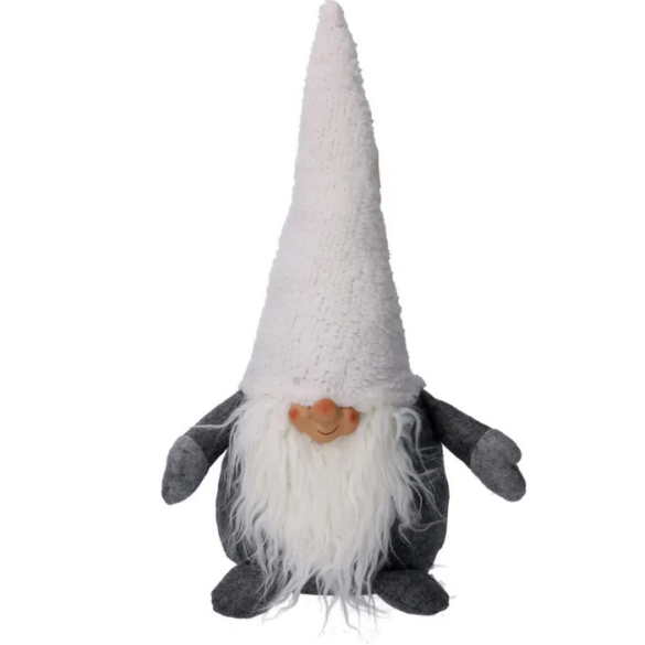 Gnomo Natalizio in Tessuto Grigio 36 cm
