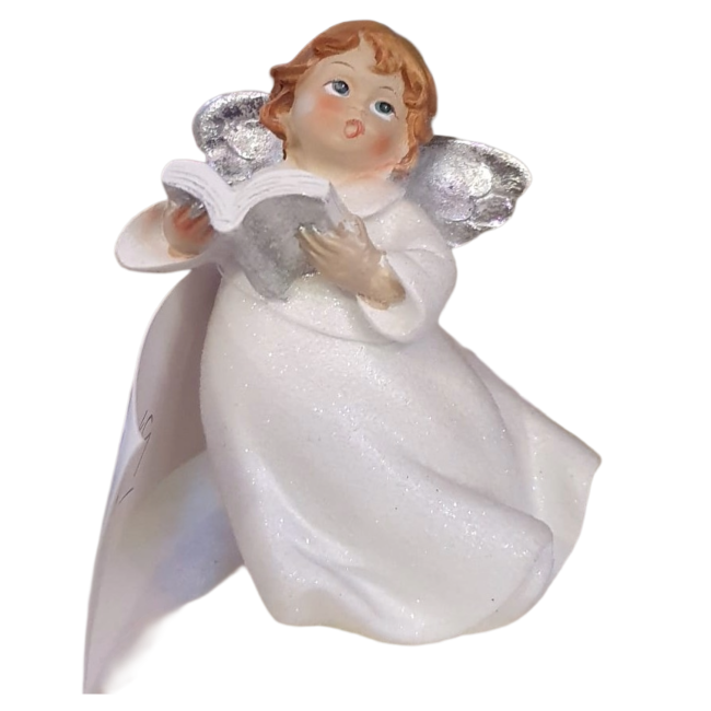 Decoro Angelo Bianco Glitter 9 cm