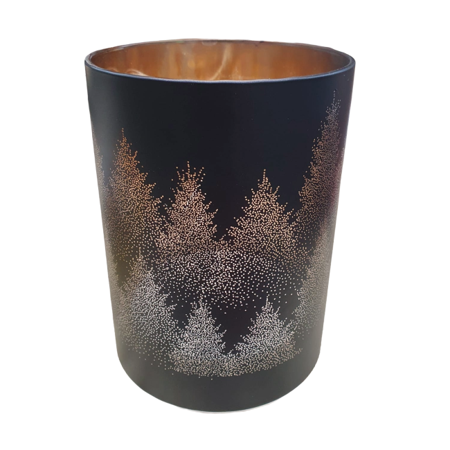 Portacandela Natalizio h12 cm Nero e Oro