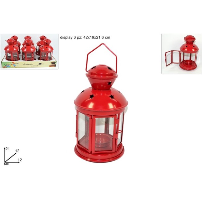 Lanterna Porta Tealight Rossa 21 cm...