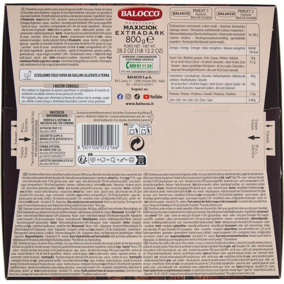 Panettone Maxiciok Extradark 800gr Balocco