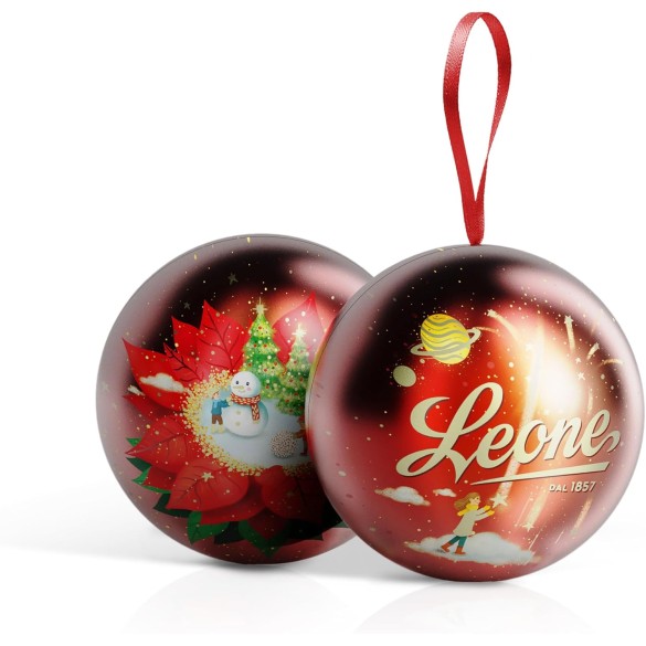 Pallina di Natale con Caramelle Leone al Mandarino 27 gr Assortita