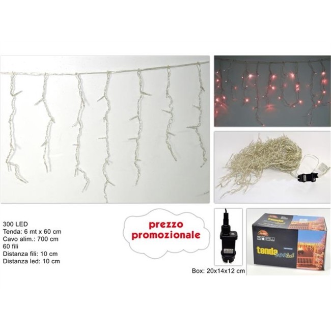 Tenda Led 300Luci 6mt Rosso DUE ESSE...
