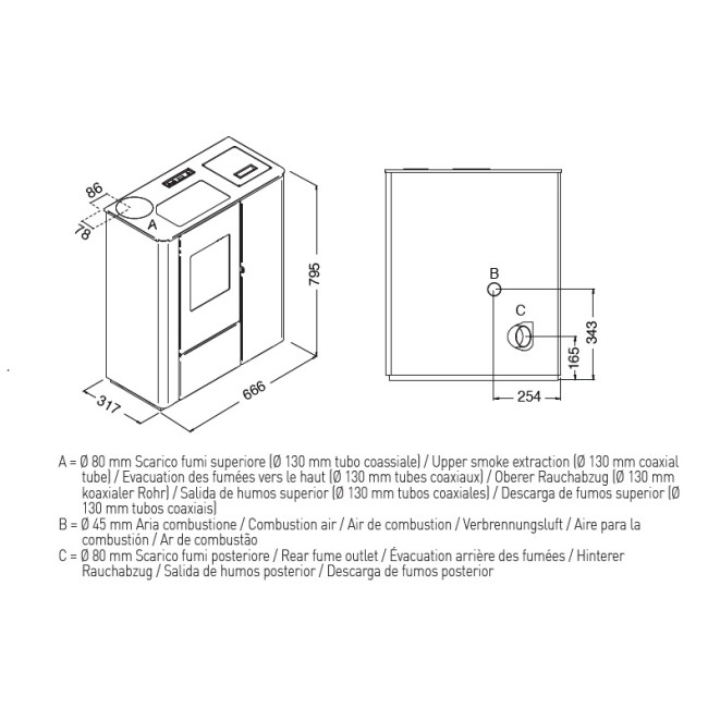 Stufa a Pellet Modello Vale Bordeaux...