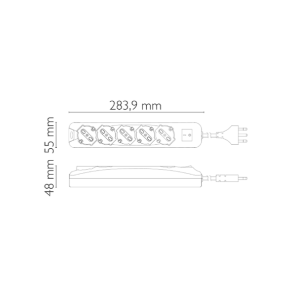 Multipresa c/Interruttore 5 Prese Trivalenti 10/16 A NOVALINE
