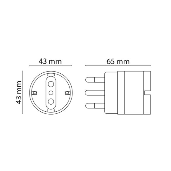Adattatore Presa Shuko 2 Poli+T 16A Novaline