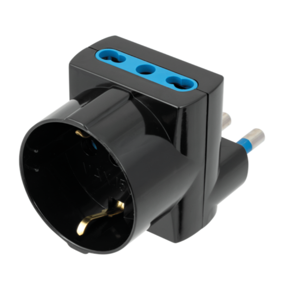 Adattatore Salvaspazio 3 prese +1 Schuko Spina 16A +T Novaline