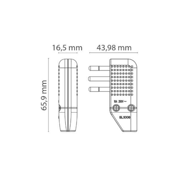 Spina Piatta Squadra 2 Posizioni 2P+T 10A Nero Novaline