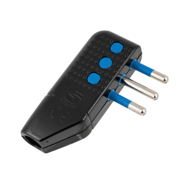 Spina Piatta Squadra 2 Posizioni 2P+T 10A Nero Novaline