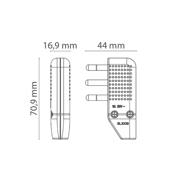 Spina Piatta Squadra 2 Posizioni 2P+T 16A Nero Novaline
