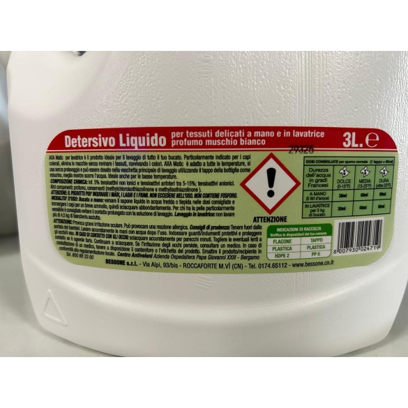 Detersivo Liquido Per Bucato Muschio Bianco 3 Lt AXA