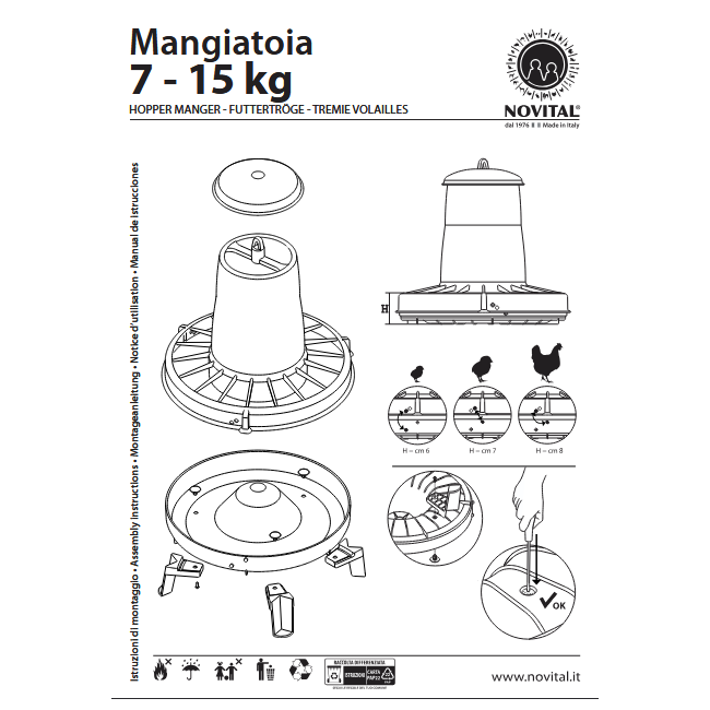 Mangiatoia a Tramoggia c/ Coperchio...