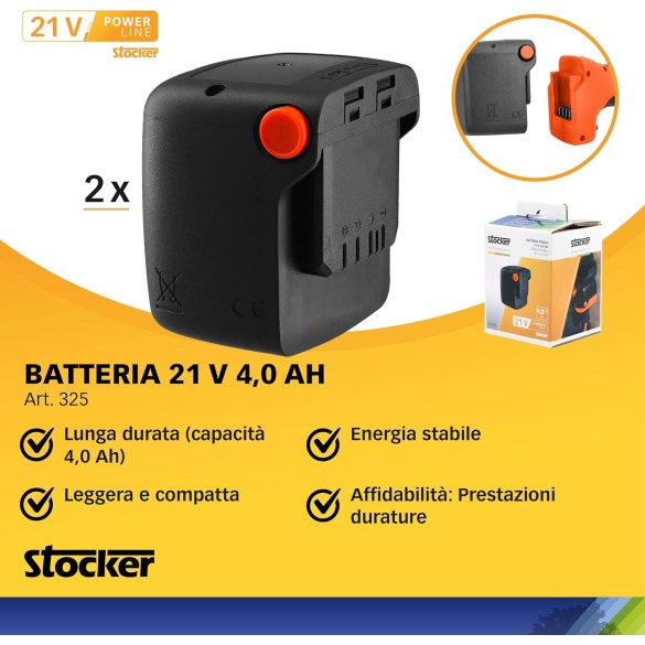 Stocker 32501 - Kit Promo 2 Batterie Stocker 21 V 4 Ah
