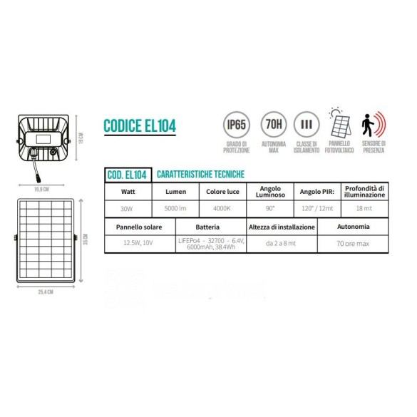 CFG - EL104 - Lampada solare LUMINA PARK 5000 lumen