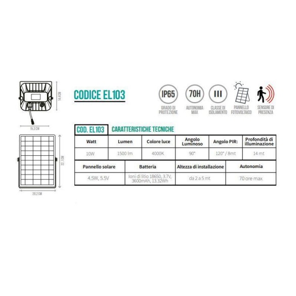 CFG - EL103 - Lampada solare LUMINA PARK 1500 lumen