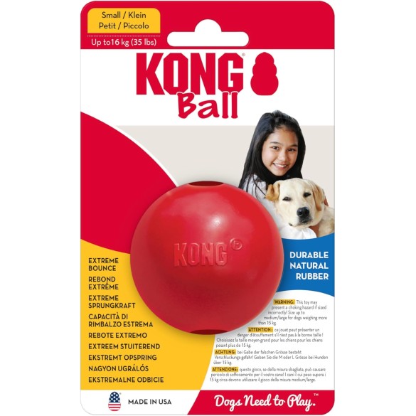 KONG Palla Con Foro In Gomma, Giocattolo Per Cani Di Piccola Taglia, Taglia Small, 6 Cm