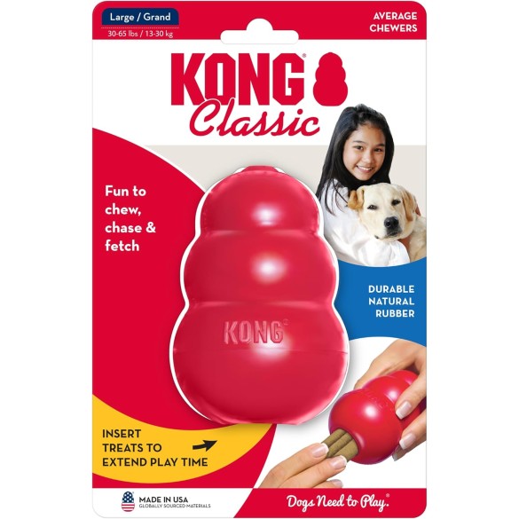 KONG Classic Giocattolo Per Cani Con Foro, Taglia S, 114 Gr, 7,5 Cm